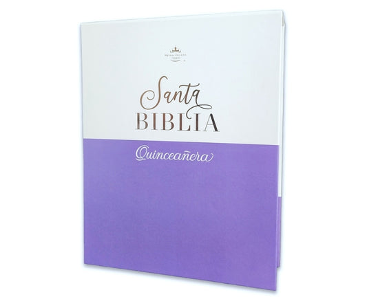 Biblia Quinceañera con Cierre y con Caja de Regalo RV1960 imit. piel lila con índice