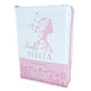 Biblia Quinceañera con Cierre Compacta 11 puntos RV1960, imit piel blanco floral con índice