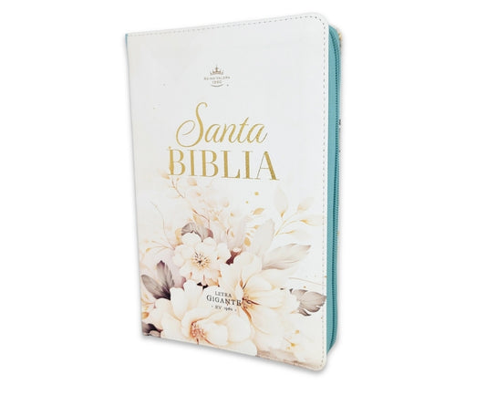 Biblia con Cierre Letra Gigante Manual 14 puntos RV1960 imit piel verde fantasía floral con índice y canto floral