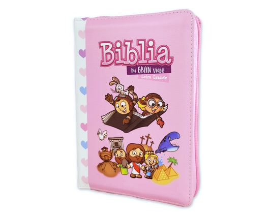 Biblia Mi Gran Viaje Compacta con Cierre RV1960 imit piel rosa con índice