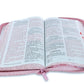 Biblia Quinceañera con Cierre Compacta 11 puntos RV1960, imit piel blanco floral con índice