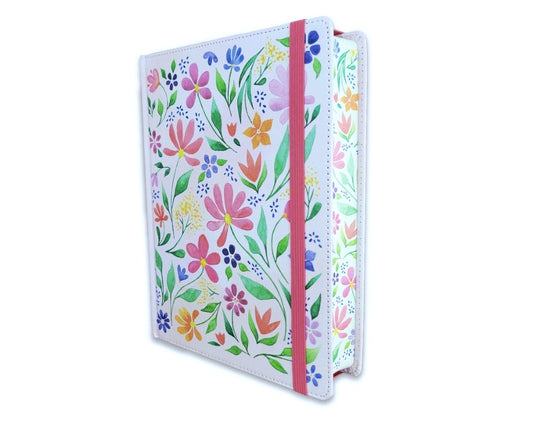 Biblia de Apuntes con Margen Amplio RV1960, tapa dura tela impresa, floreada