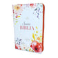 Biblia con Cierre Letra Gigante Manual 14 puntos RV1960 imit piel coral fantasía floral con índice y canto floral