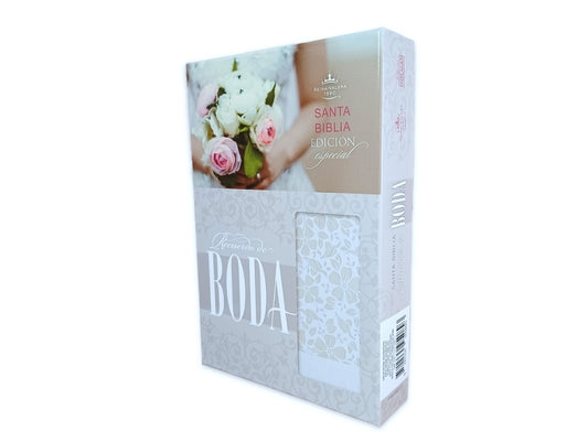 Biblia Recuerdo de Boda RV1960 imit. piel blanco floral
