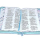 Biblia con Cierre Compacta 11 puntos RV1960 imit piel con canto pintado primaveral azul claro