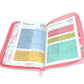 Biblia con Cierre Letra Grande 12 puntos para Mujer RV1960 imit. piel salmon floral con índice y canto mariposa