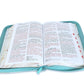 Biblia con Cierre Letra Gigante Manual 14 puntos RV1960 imit piel verde fantasía floral con índice y canto floral