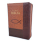 Biblia con Cierre Compacta 12 puntos RV1960, imit piel café ichtus con índice