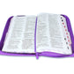 Biblia con Cierre Letra Grande 12 puntos para Mujer RV1960 imit. piel lila floral con índice y canto floral lila