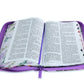 Biblia con Cierre Letra Gigante Manual 14 puntos RV1960 imit piel flores púrpura con índice y canto floral