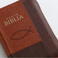 Biblia con Cierre Compacta 12 puntos RV1960, imit piel café ichtus con índice