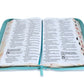 Biblia con Cierre Letra Súper Gigante 19 puntos Mediana RV1960 imit piel verde fantasía floral con índice y canto floral