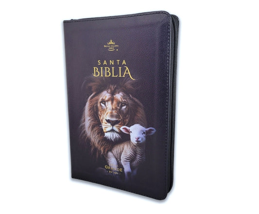 Biblia con Cierre Letra Grande 12 puntos RV1960 imit piel león y cordero negro con índice