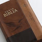 Biblia con Cierre Compacta 12 puntos RV1960, imit piel café águila con índice