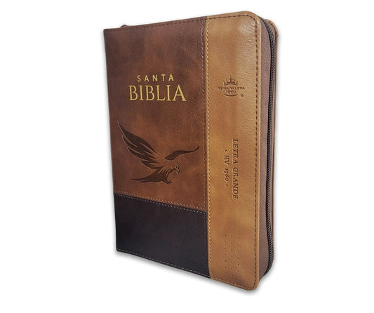 Biblia con Cierre Compacta 12 puntos RV1960, imit piel café águila con índice