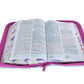 Biblia con Cierre Letra Gigante Manual 14 puntos RV1960 imit piel púrpura fantasía floral con índice y canto floral