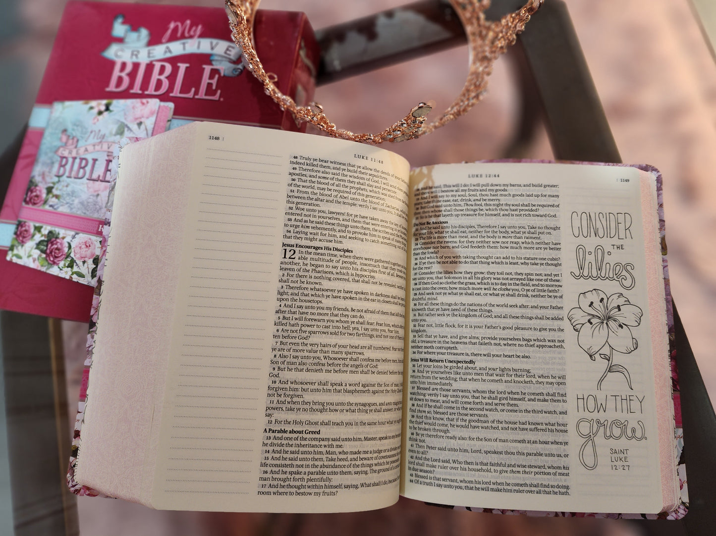 Biblia Inglés KJV "My Creative Bible" piel floral