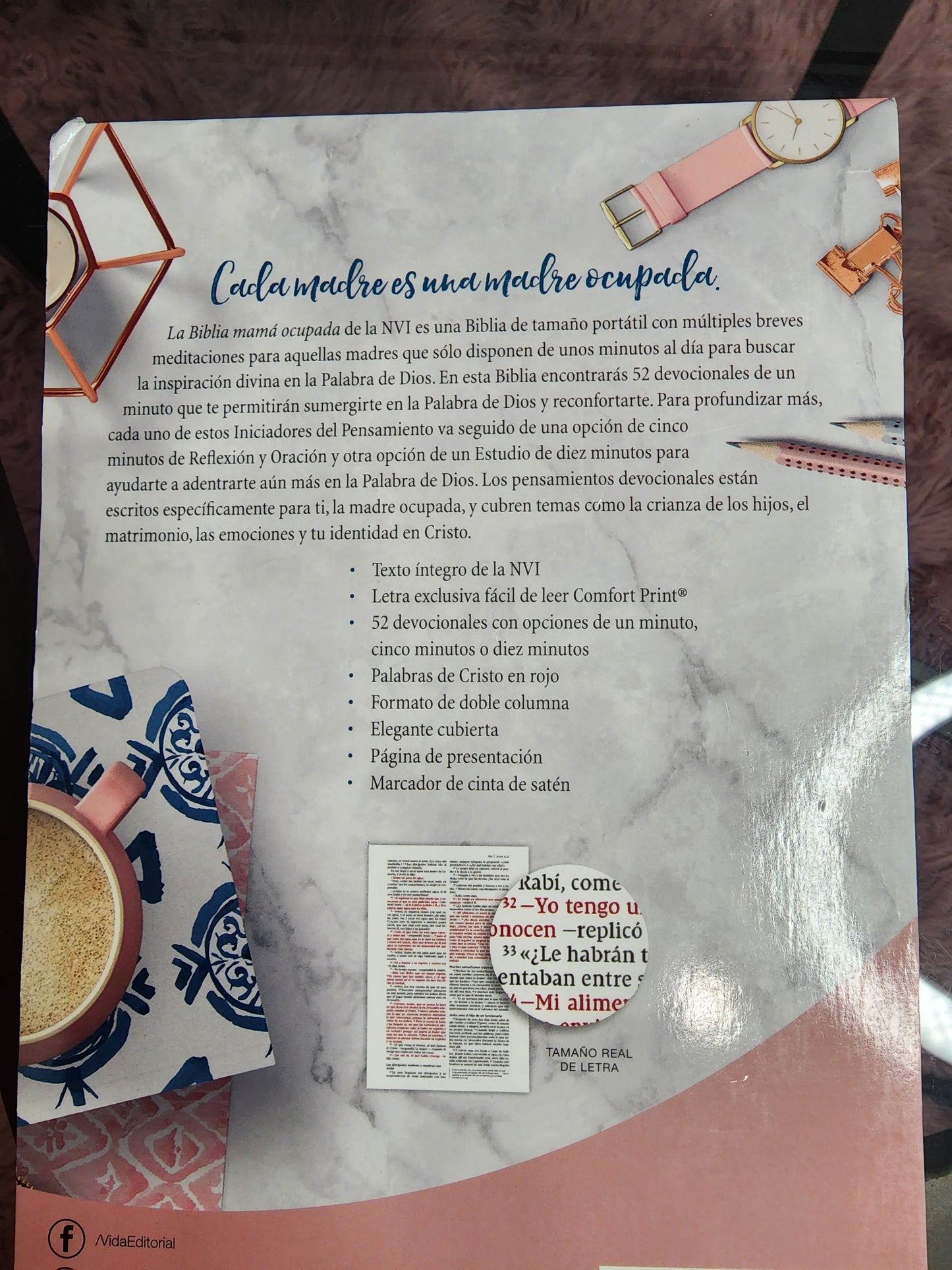 Biblia Devocional de la Mamá Ocupada NVI, piel turquesa