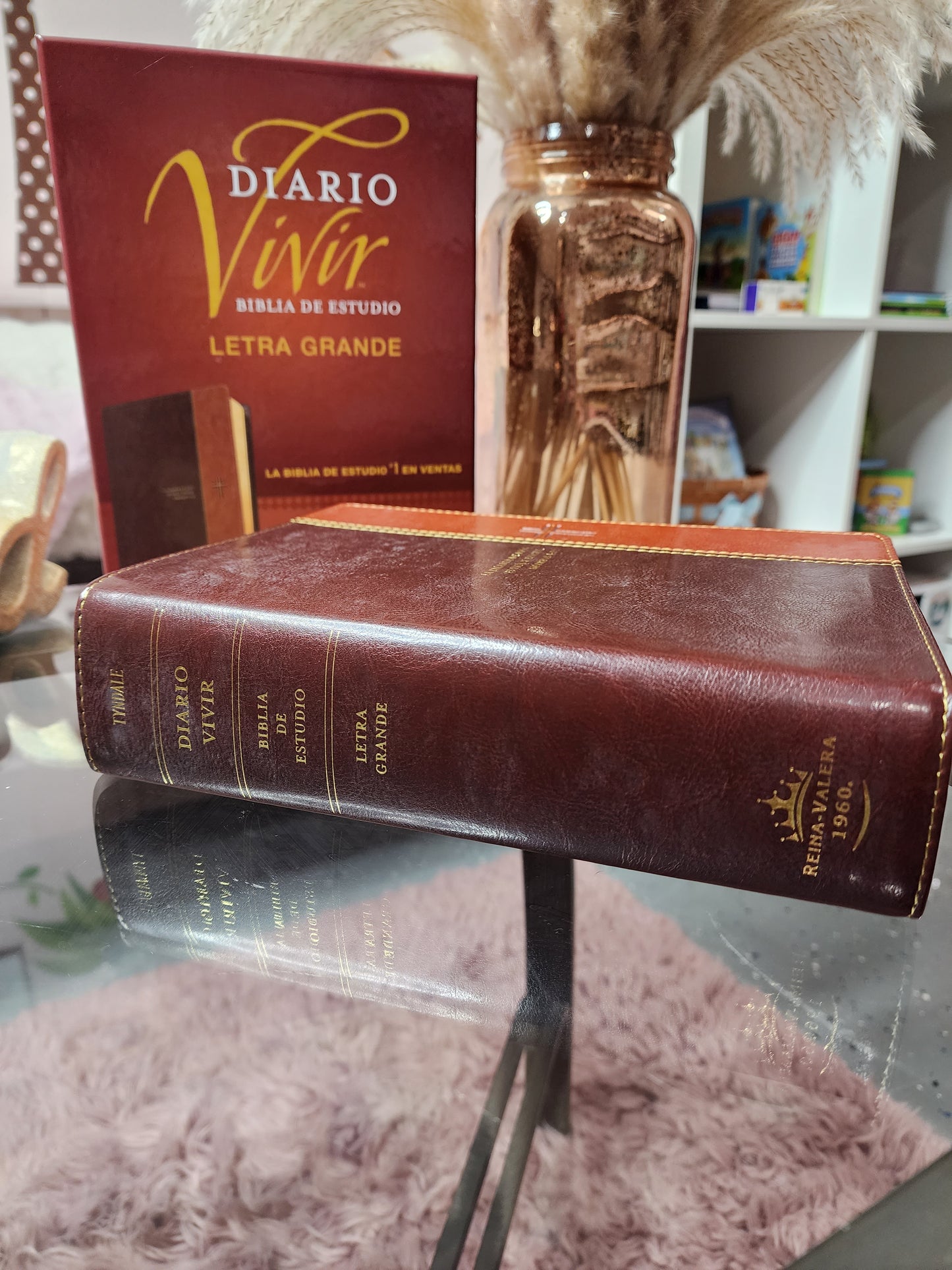 Biblia de Estudio Diario Vivir RV1960, piel duotono café