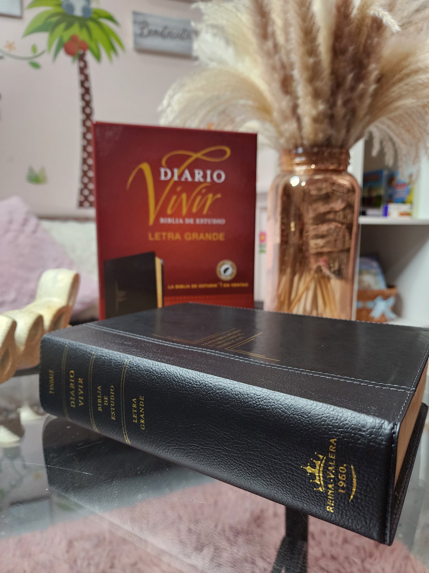 Biblia de Estudio Diario Vivir RV1960, con índice, piel negra