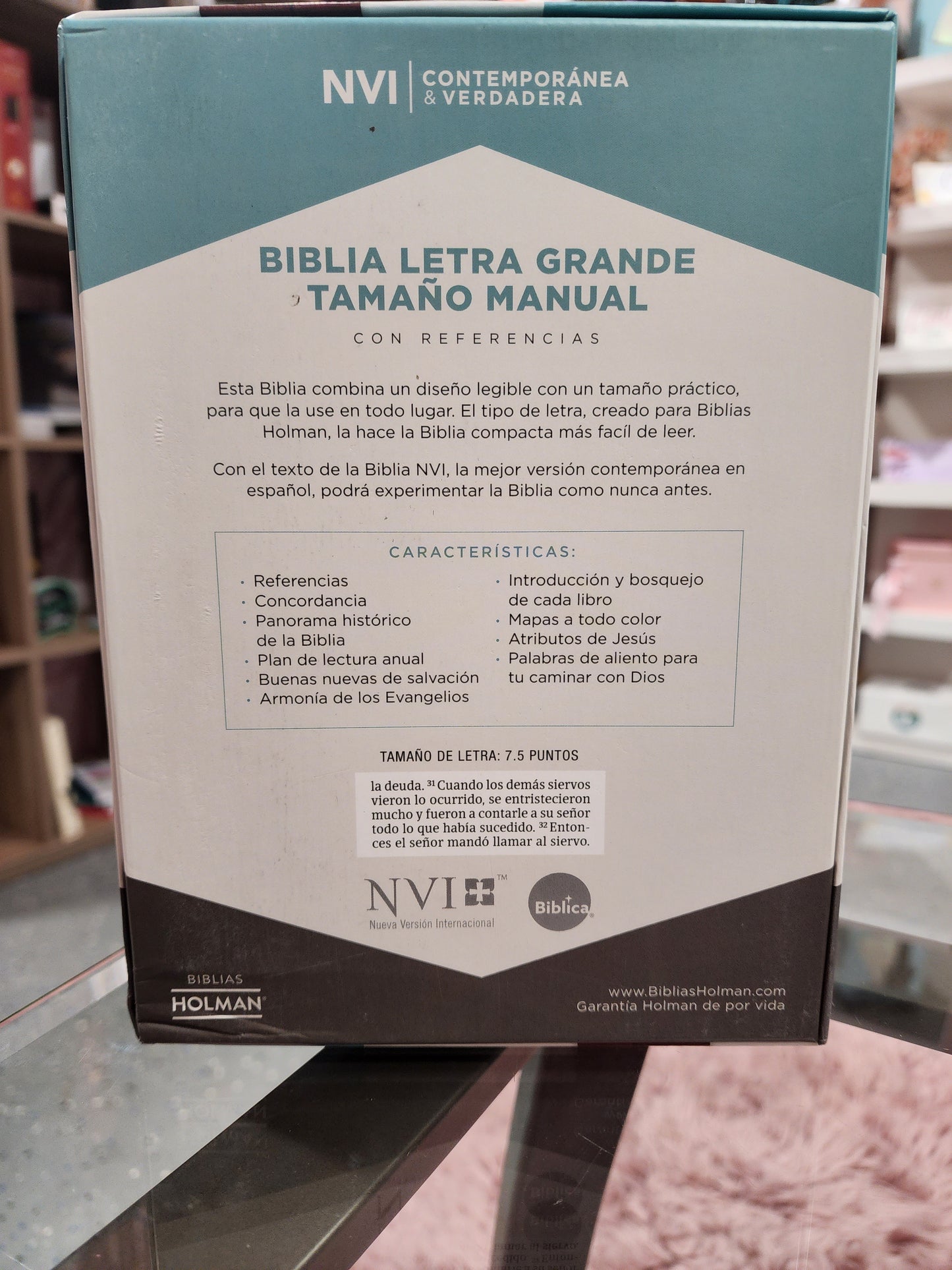 Biblia NVI Letra Grande manual, piel café con solapa magnética