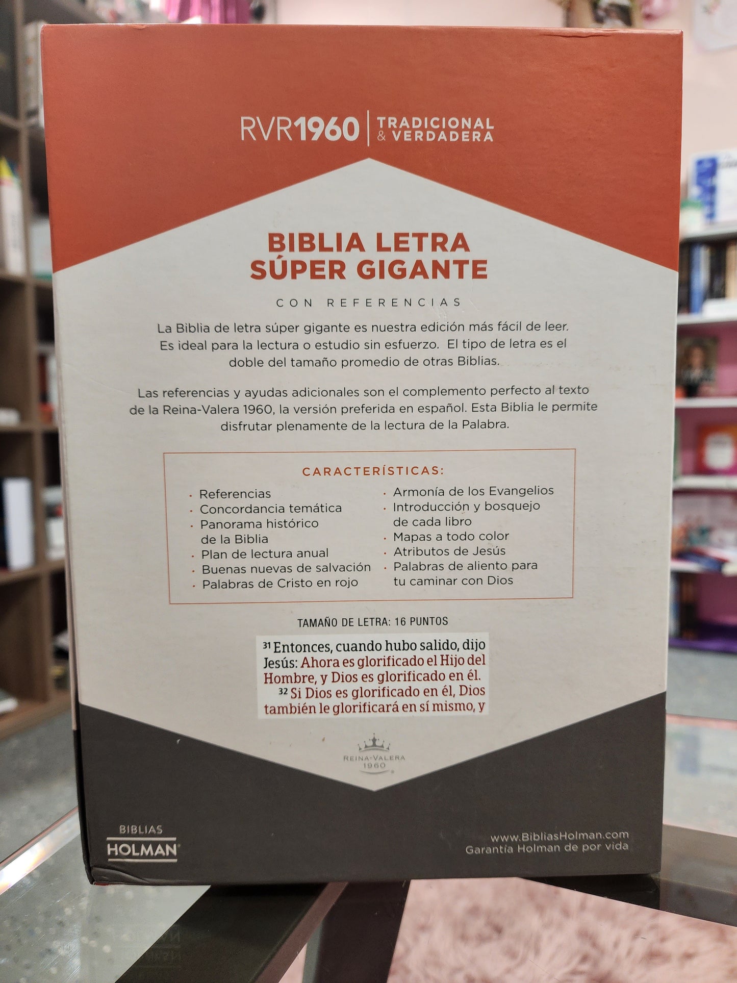 Biblia RV1960 Letra Super Gigante, piel café con solapa magnética