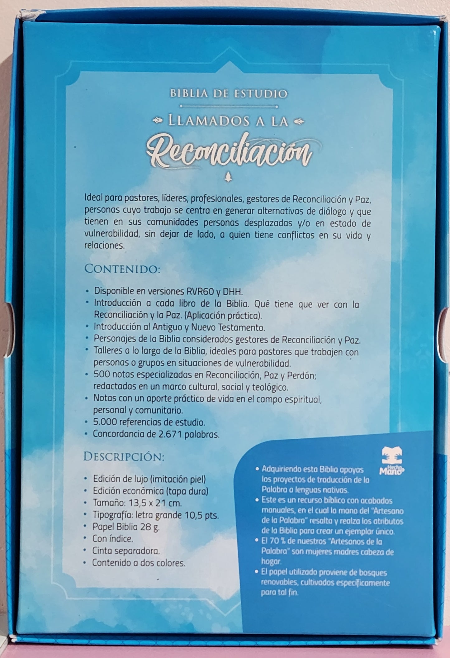 Biblia de Estudio RV1960 Letra Grande, Llamados a la Reconciliación, con índice, piel negro