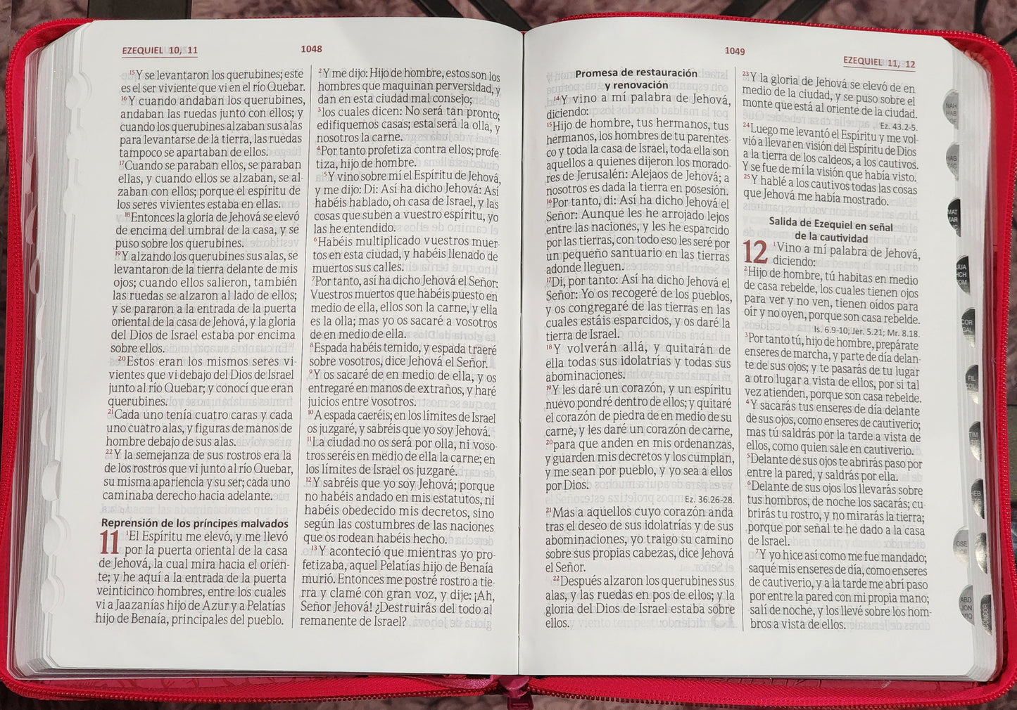 Biblia RV1960 Letra Gigante, con cierre e índice, piel duotono fucsia y rosa