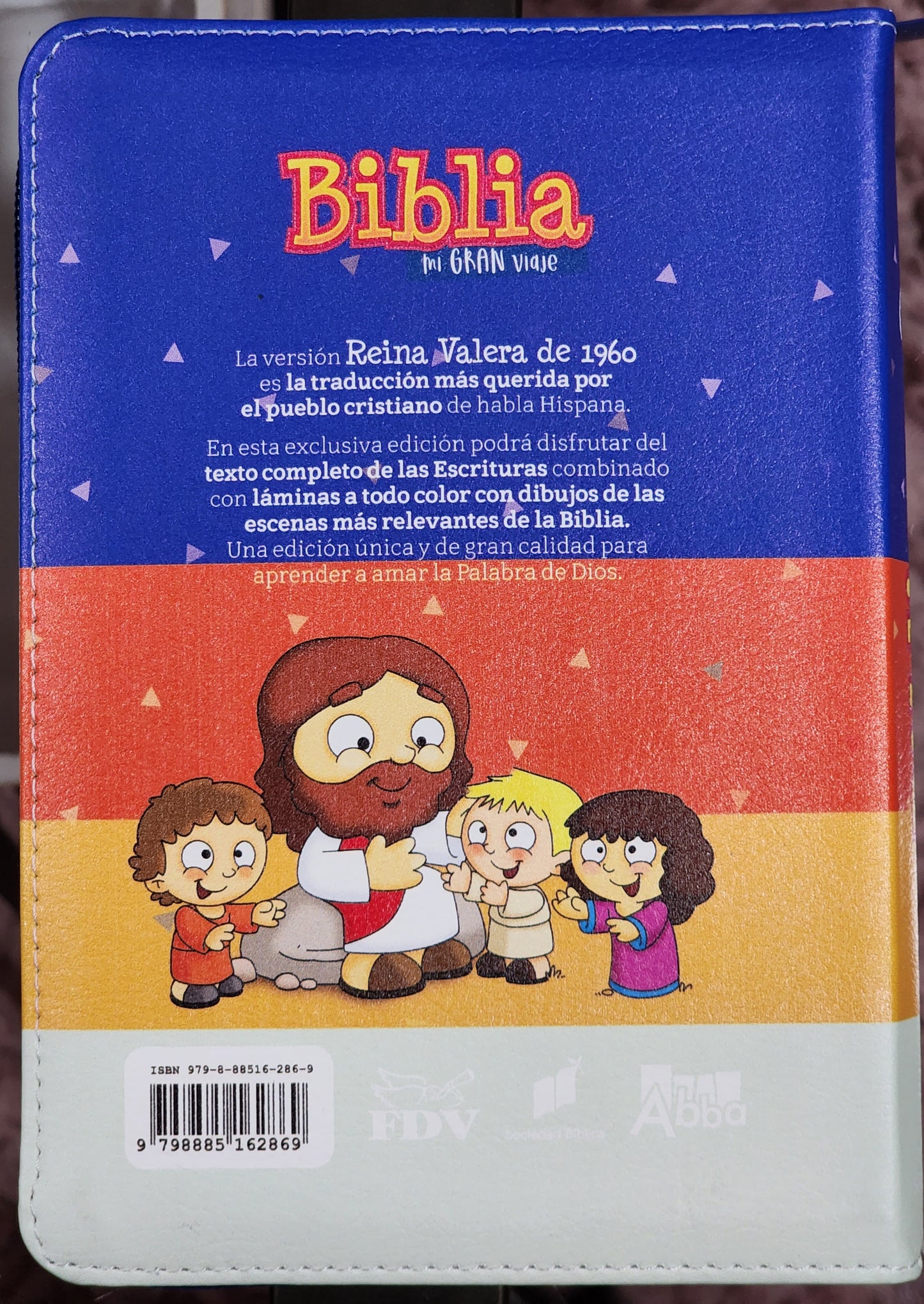 Biblia Infantil "Mi Gran Viaje", con cierre, azul naranja