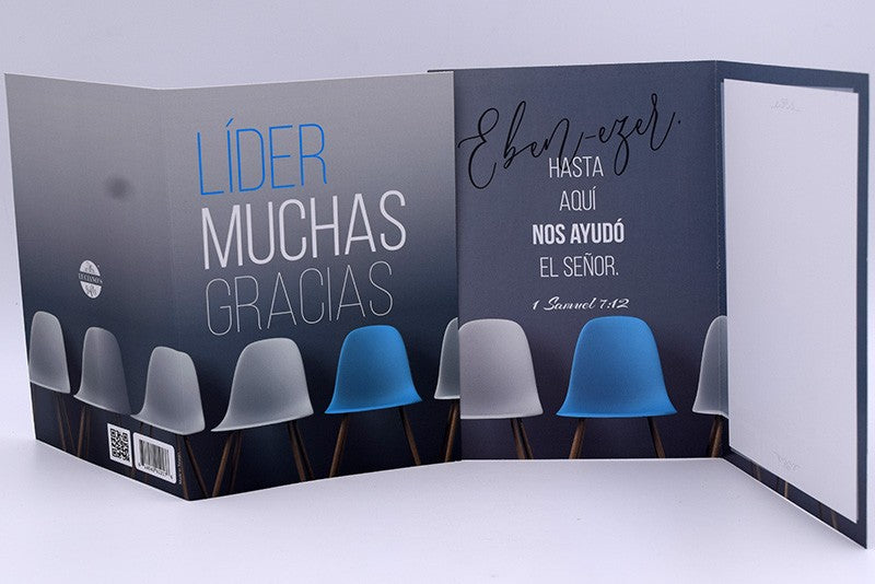 Tarjeta "Muchas gracias líder" azul