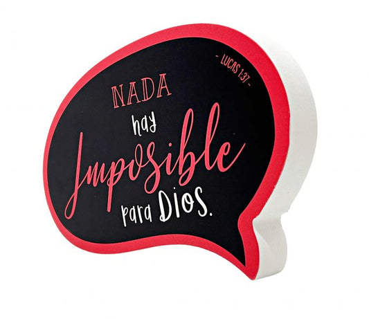 Plaqué Palabras "Nada hay imposible para Dios"