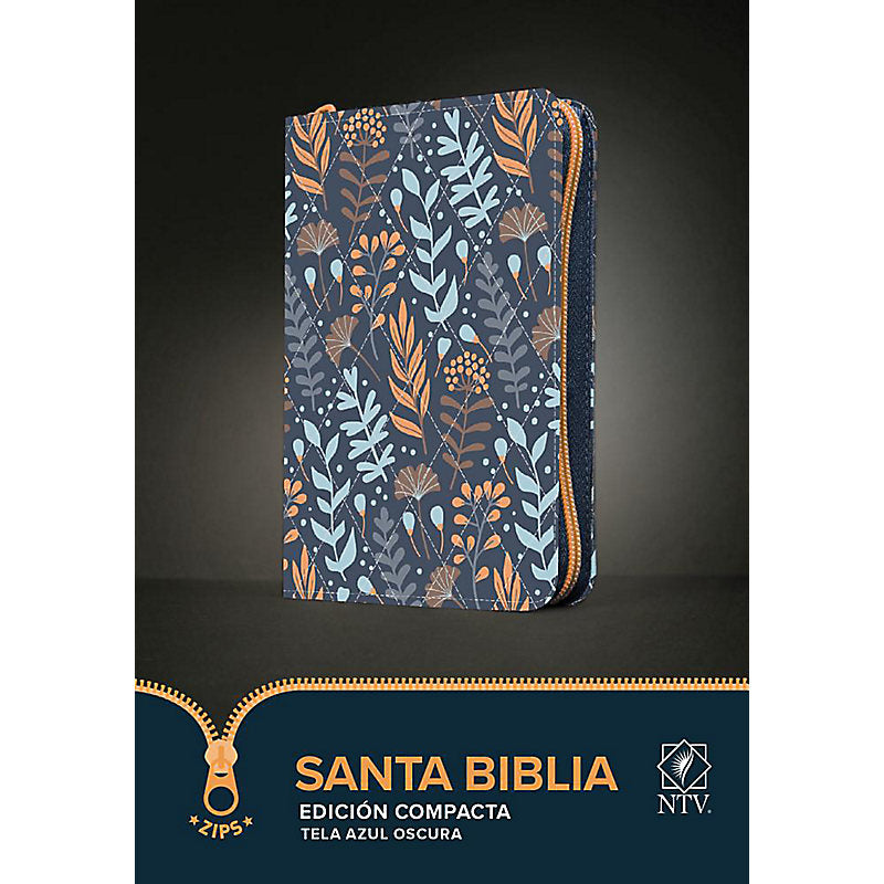 Biblia NTV, Compacta con cierre, tela floral azul