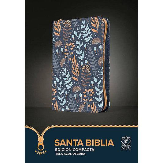 Biblia NTV, Compacta con cierre, tela floral azul