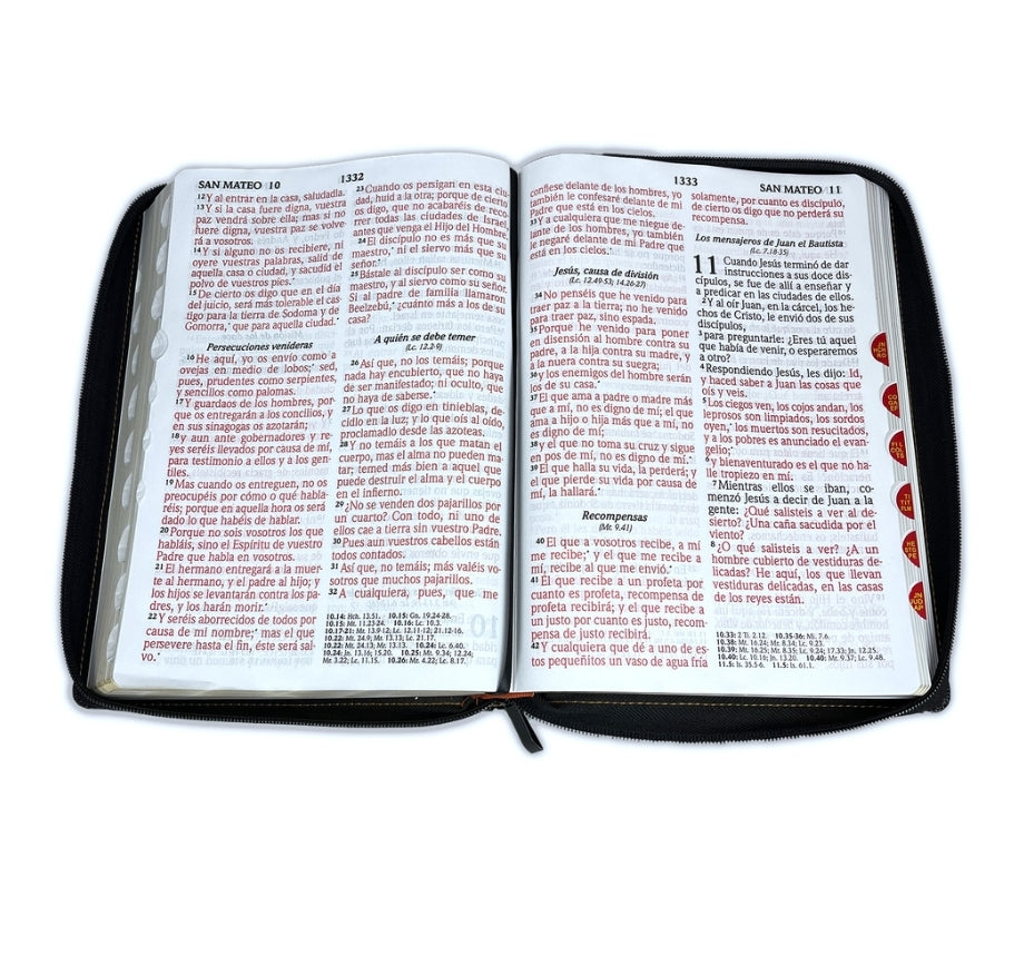 Biblia RV1960 Letra Super Gigante con cierre e índice, duotono negro-café - En la Ley de Jehová