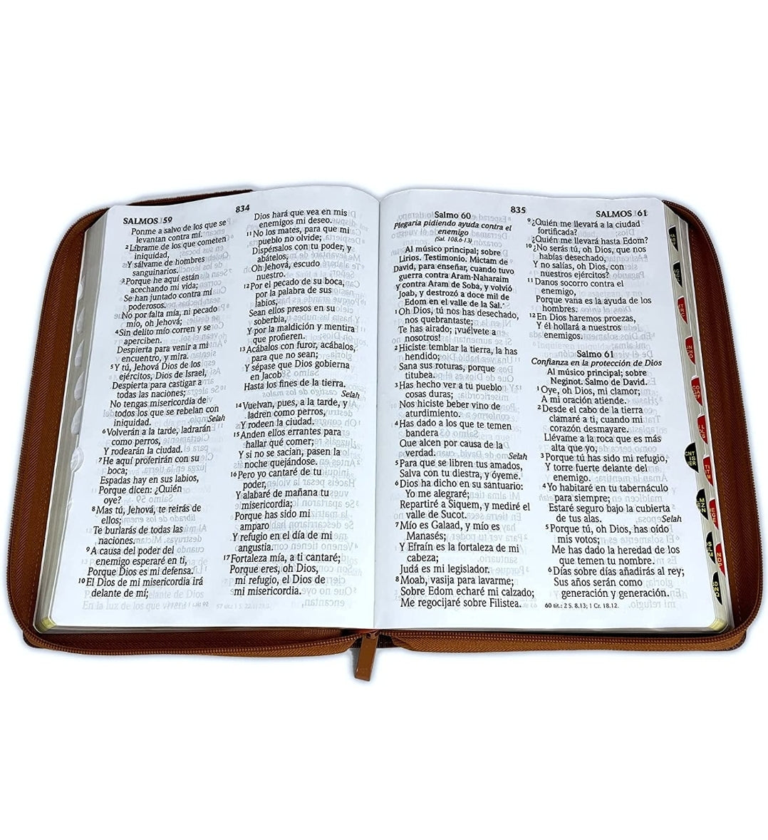 Biblia RV1960 Letra Super Gigante con cierre e índice, piel café - Alzaré mis ojos