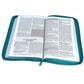 Biblia RV1960 Letra gigante, "Promesas", con cierre, piel turquesa