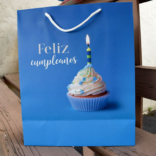 Bolsa "Feliz Cumpleaños" Azul Grande