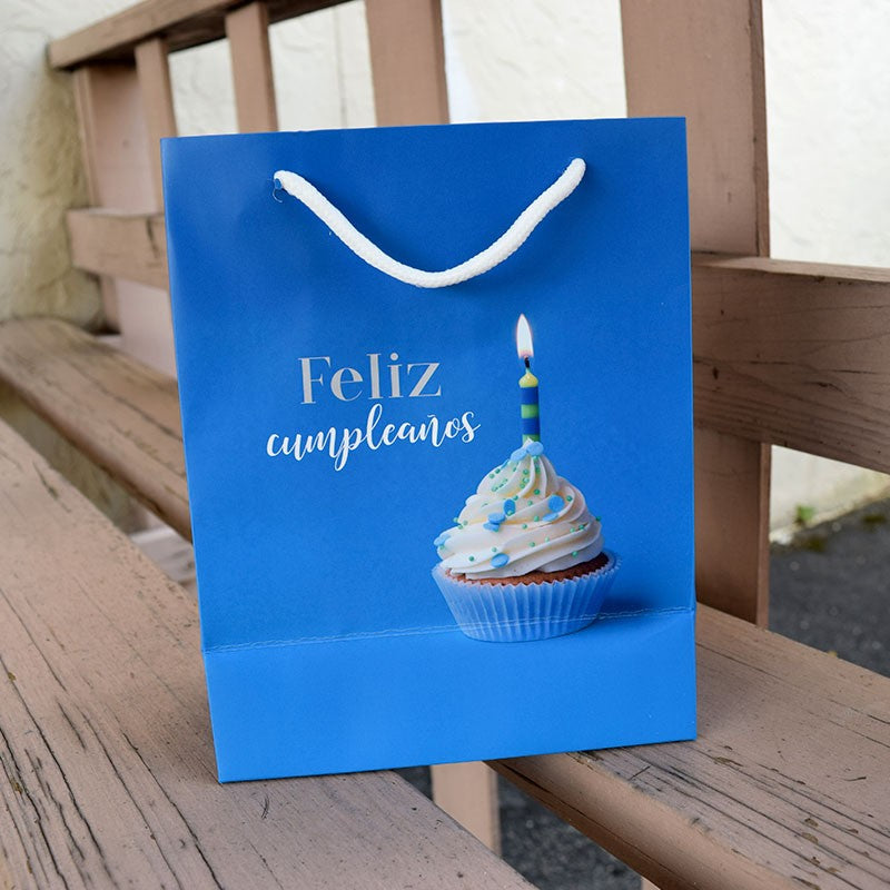 Bolsa "Feliz Cumpleaños" Azul Mediana